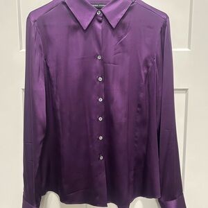 Valerie Stevens Silk Purple Button Down